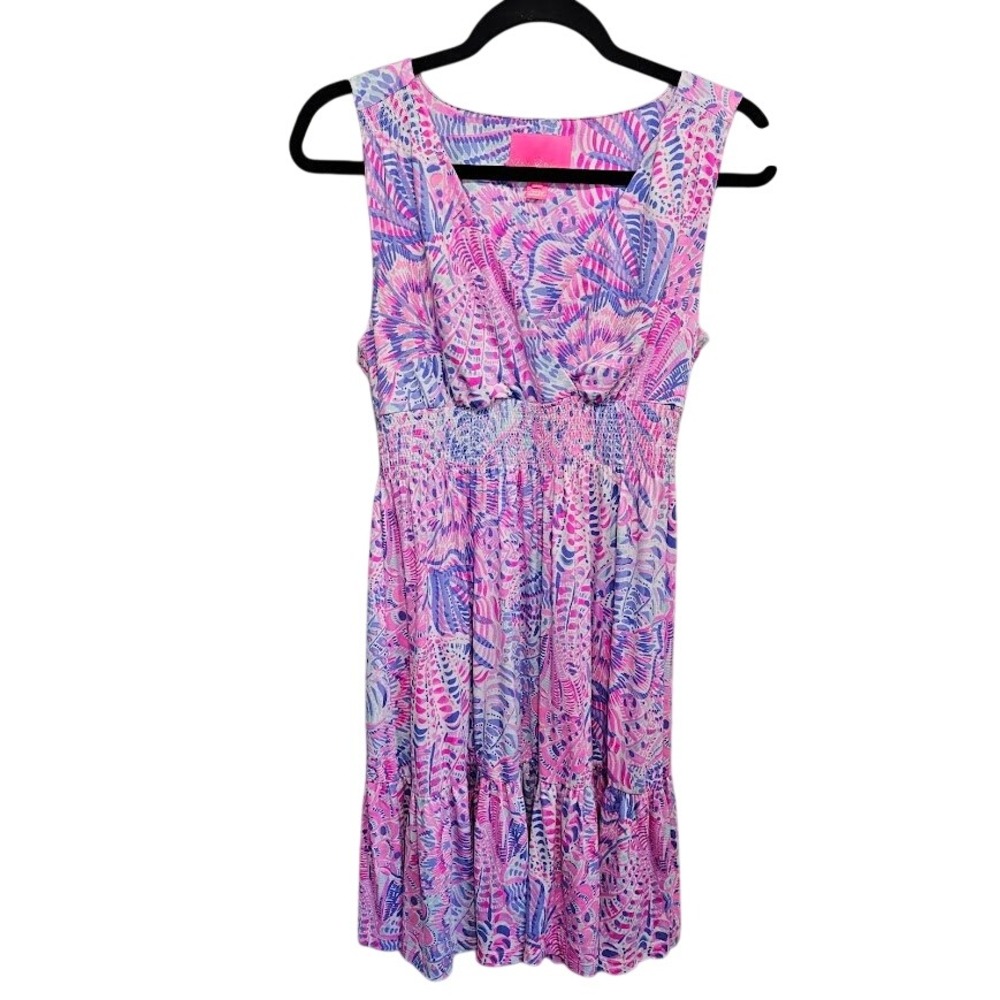 Lilly Pulitzer Vivette Ruffle Dress Raz Berry Sea You Soon Size Small